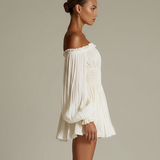 Lily - Ivory Pleated Dress — view 4