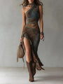 Ngahuia | Asymmetrical Ethnic Print Maxi Dress