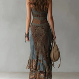 Ngahuia | Asymmetrical Ethnic Print Maxi Dress — view 3