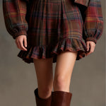 Checked Ruffled Mini Dress with Relaxed Coat (with Belt) — view 4