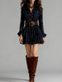 Red and Brown Checked Retro Mini Dress, with Belt — view 3