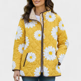 Ashleigh™ | Quilted Jacket with Daisies in Yellow
