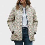 Tamsin™ | Quilted Jacket with Roses on Sage — view 2