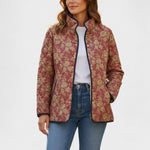 Bethany™ | Quilted Jacket with Blossoms in Rust Red — view 2