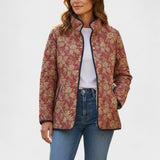 Bethany™ | Quilted Jacket with Blossoms in Rust Red — view 2