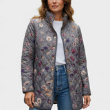 Mackenzie™ | Quilted Jacket with Flower Print in Grey