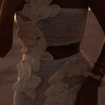 Margaret - Knit Mini Dress with Floral Pattern and Halter Neck — view 7