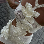 Margaret - Knit Mini Dress with Floral Pattern and Halter Neck — view 9