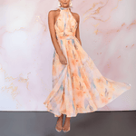 ESTHER | HALTERNECK WATERCOLOUR PRINT DRESS — view 2