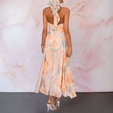 ESTHER | HALTERNECK WATERCOLOUR PRINT DRESS — view 3