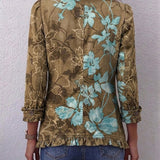 Jessamy™ | Blazer in Olive with Turquoise Flowers