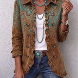 Imogen™ | Blazer in Brown with Turquoise Paisley