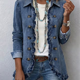 Demi™ | Blue Blazer with Flounce