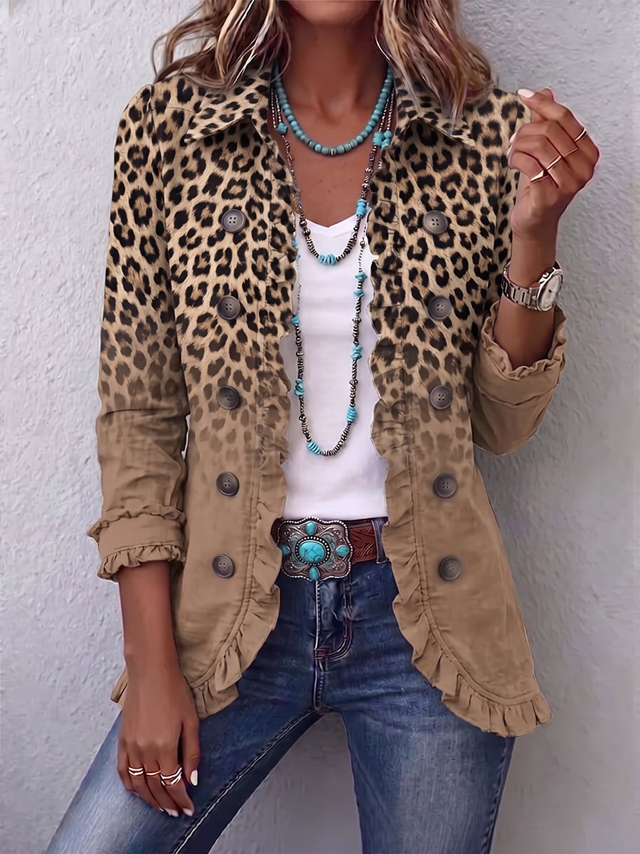 Claudia™ | Leopard Print Blazer with Caramel Gradient