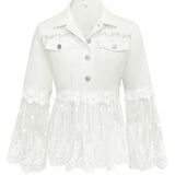 Susan™ | White Jacket with Eyelet Ruffle