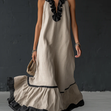 Celestine | Colour-Block Ruffle Maxi Dress — view 7