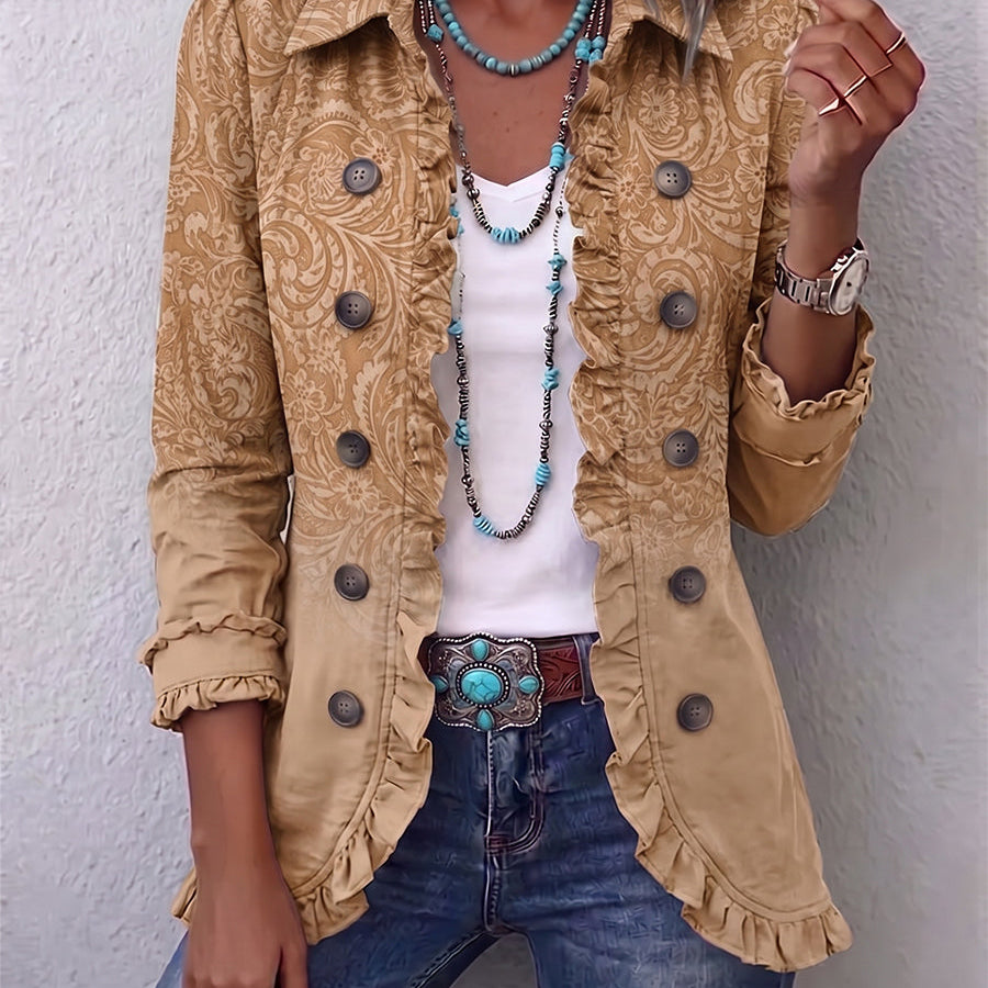 Isobel™ | Blazer in Khaki with Ruched Hem