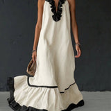 Celestine | Colour-Block Ruffle Maxi Dress — view 5