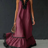 Celestine | Colour-Block Ruffle Maxi Dress — view 3