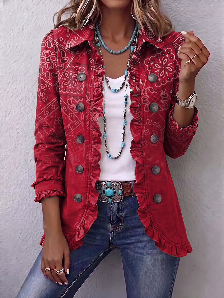 Martina™ | Red Blazer with Bandana Print — view 2