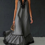 Celestine | Colour-Block Ruffle Maxi Dress — view 4
