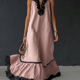 Celestine | Colour-Block Ruffle Maxi Dress — view 6