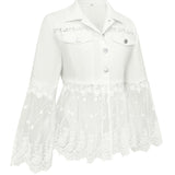 Susan™ | White Jacket with Eyelet Ruffle