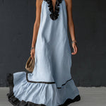 Celestine | Colour-Block Ruffle Maxi Dress — view 9