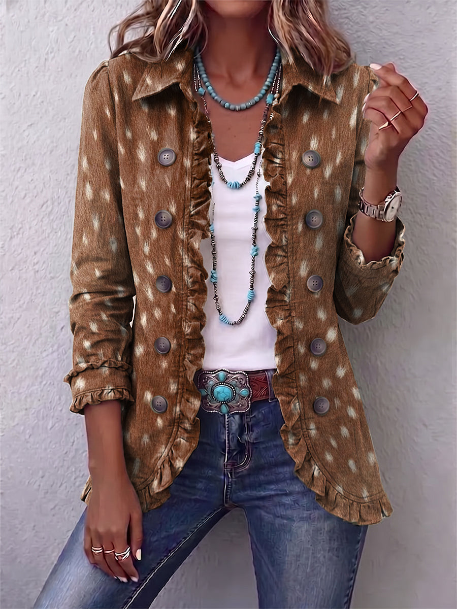 Nicole™ | Brown Blazer with Polka Dot Print — view 2