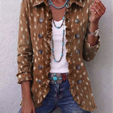 Nicole™ | Brown Blazer with Polka Dot Print — view 2