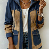 Bronte™ | Hooded Jacket in Patchwork Style — view 2