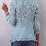 Cornelia™ | Blazer in Light Blue with Paisley