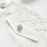 Susan™ | White Jacket with Eyelet Ruffle