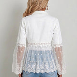 Susan™ | White Jacket with Eyelet Ruffle