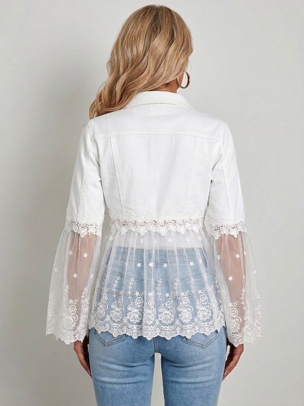Susanne™ | White Jacket with Eyelet Ruffle