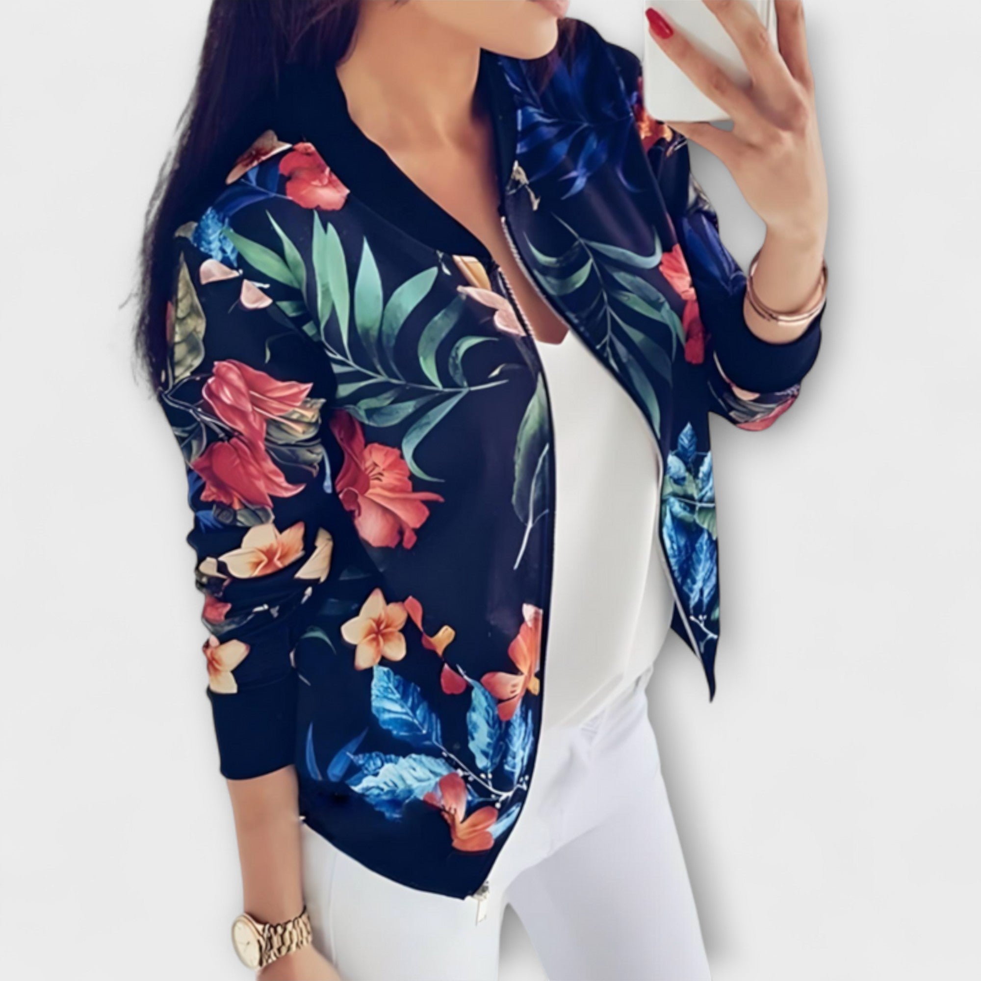 Kararaina - Elegant Floral Bomber Jacket — view 6