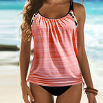 Augustus - Solid Coloured Tankini with Leopard Print — view 2