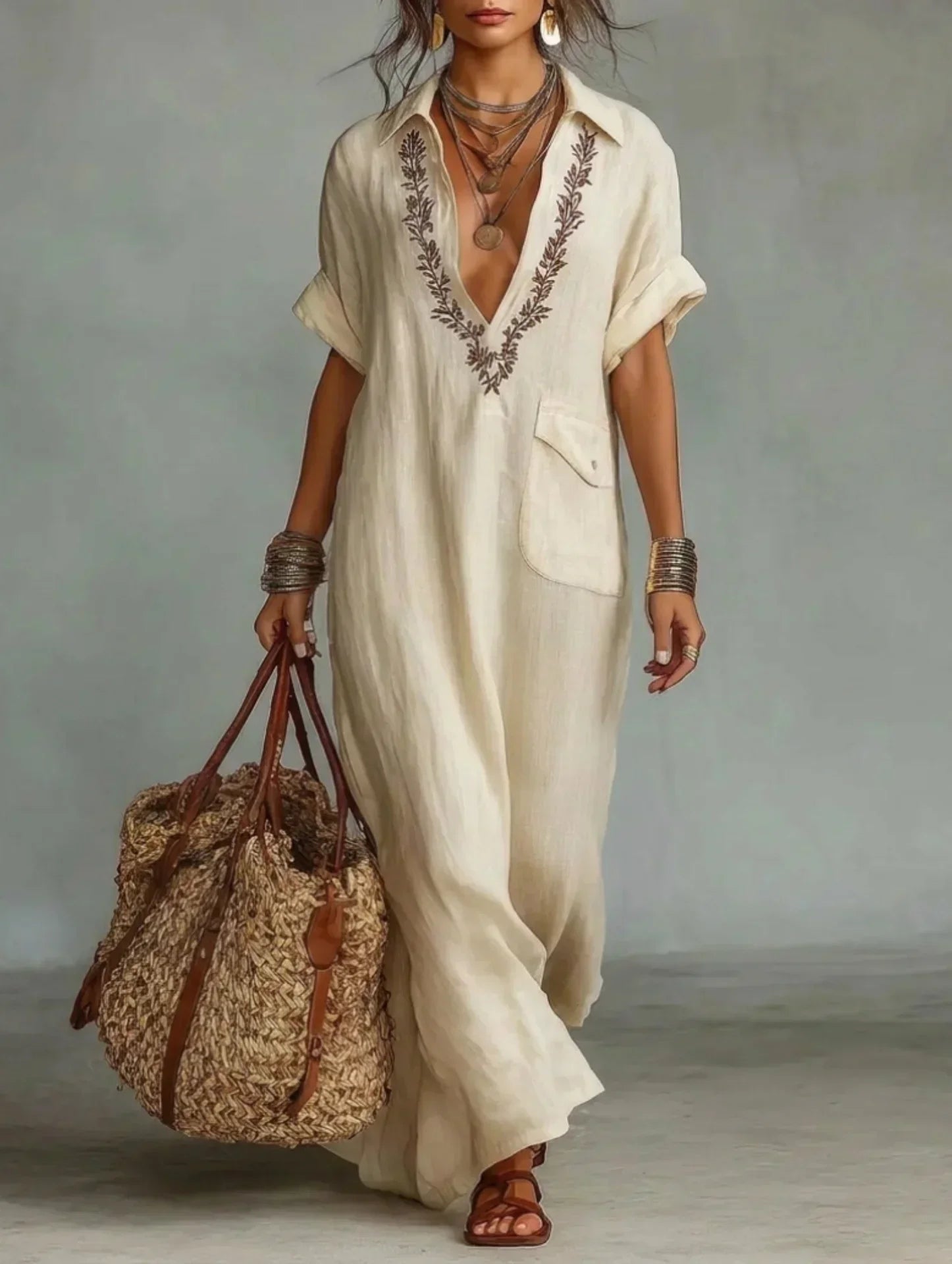 Hiria | Bohemian Maxi Dress with Floral Print — view 6